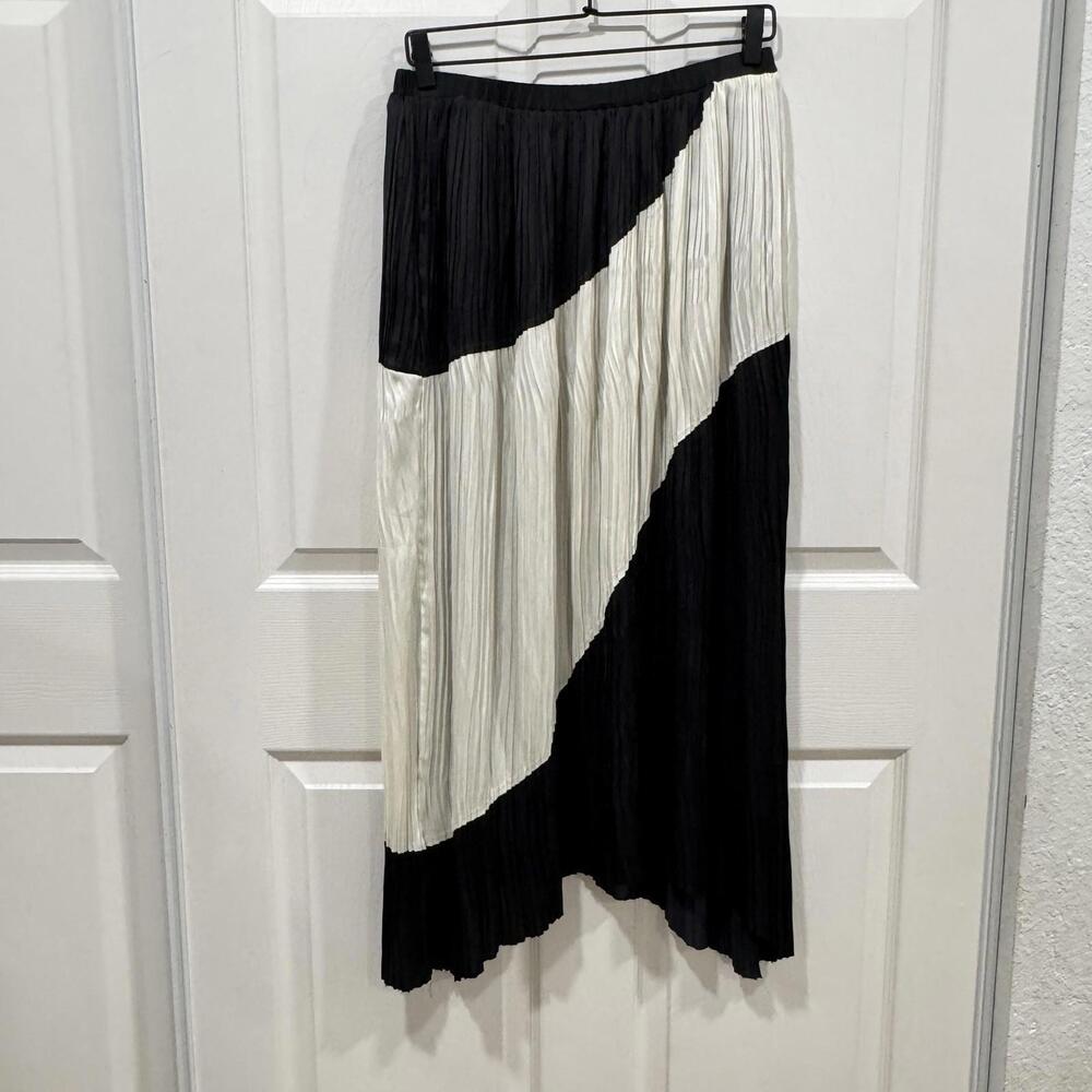 Women’s Ramy Brook Women's Midi Adena Skirt Size Large L Geometric Ivory Black - Picture 3 of 10
